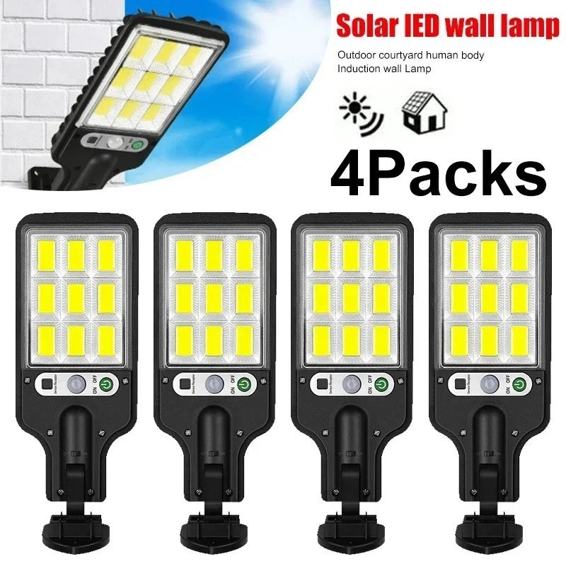 4PCS Outdoor Solar Wall Light LED Motion Sensor Bright Flood Street Lamp 3 Modes