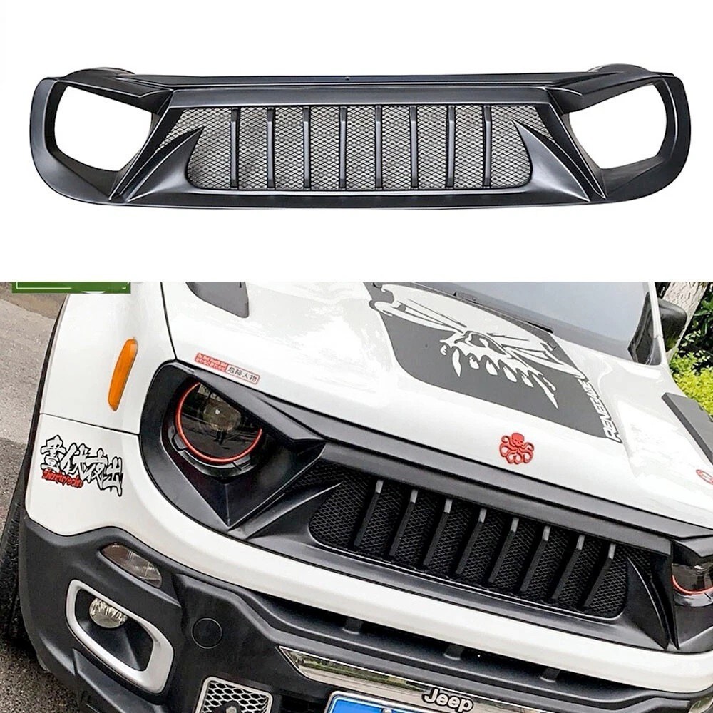 For 2019-2022 Jeep Renegade Matte Black Front Bumper Grille Center Mesh Grill US For 2019-2022 Jeep Renegade Matte Black Front Bumper Grille Center Mesh Grill US