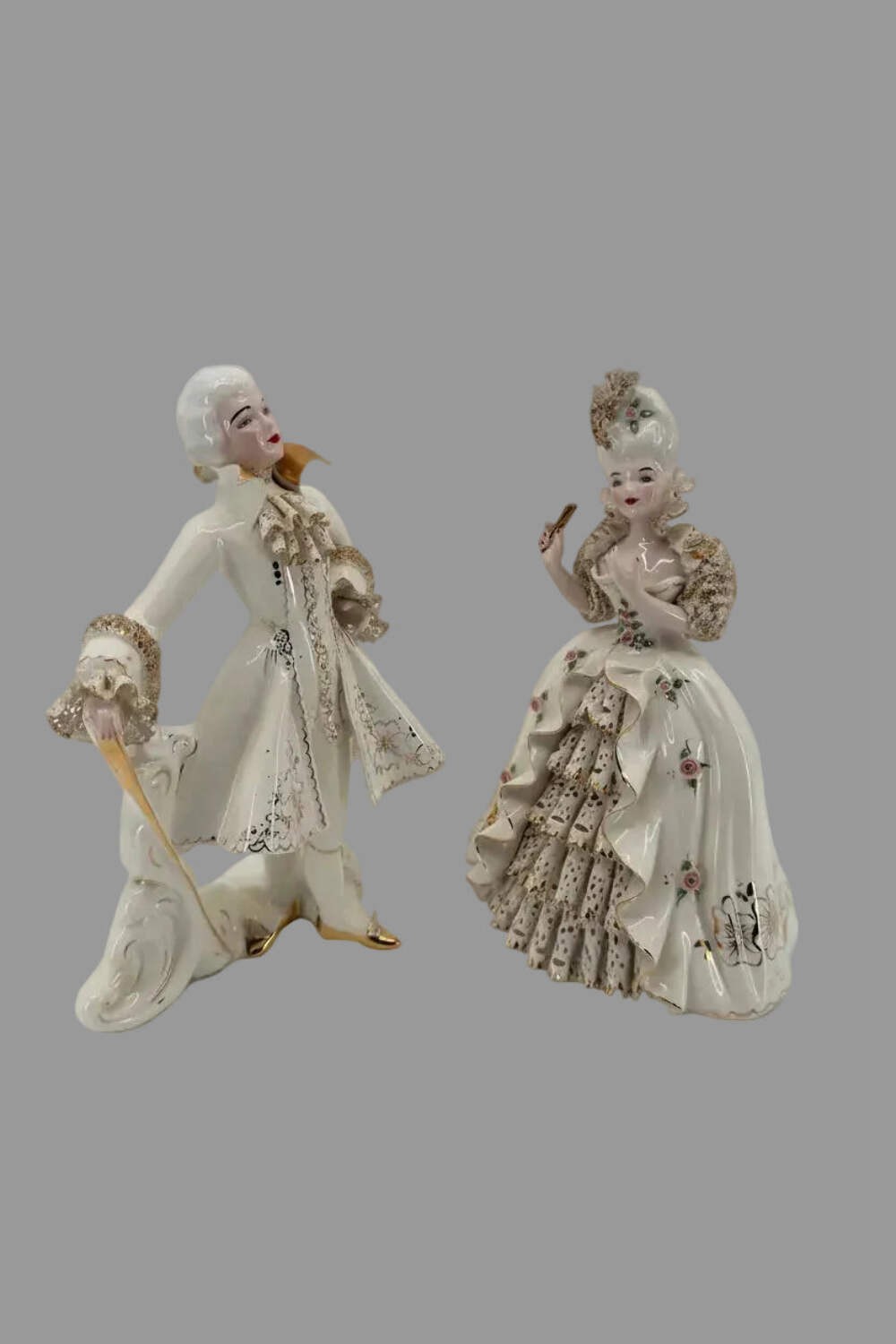 Vintage Florence Ceramics Marie Antoinette & Louis XVI Porcelain Figurine Pair –