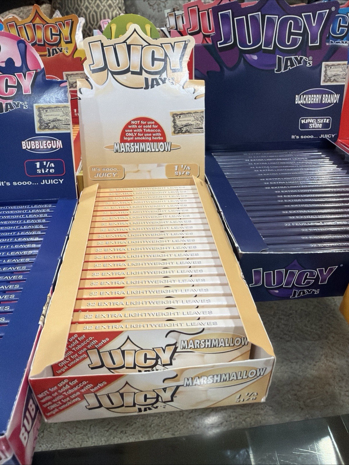 10 Packs JUICY JAY'S  1 1/4 Rolling Papers Marshmallow Flavored.  