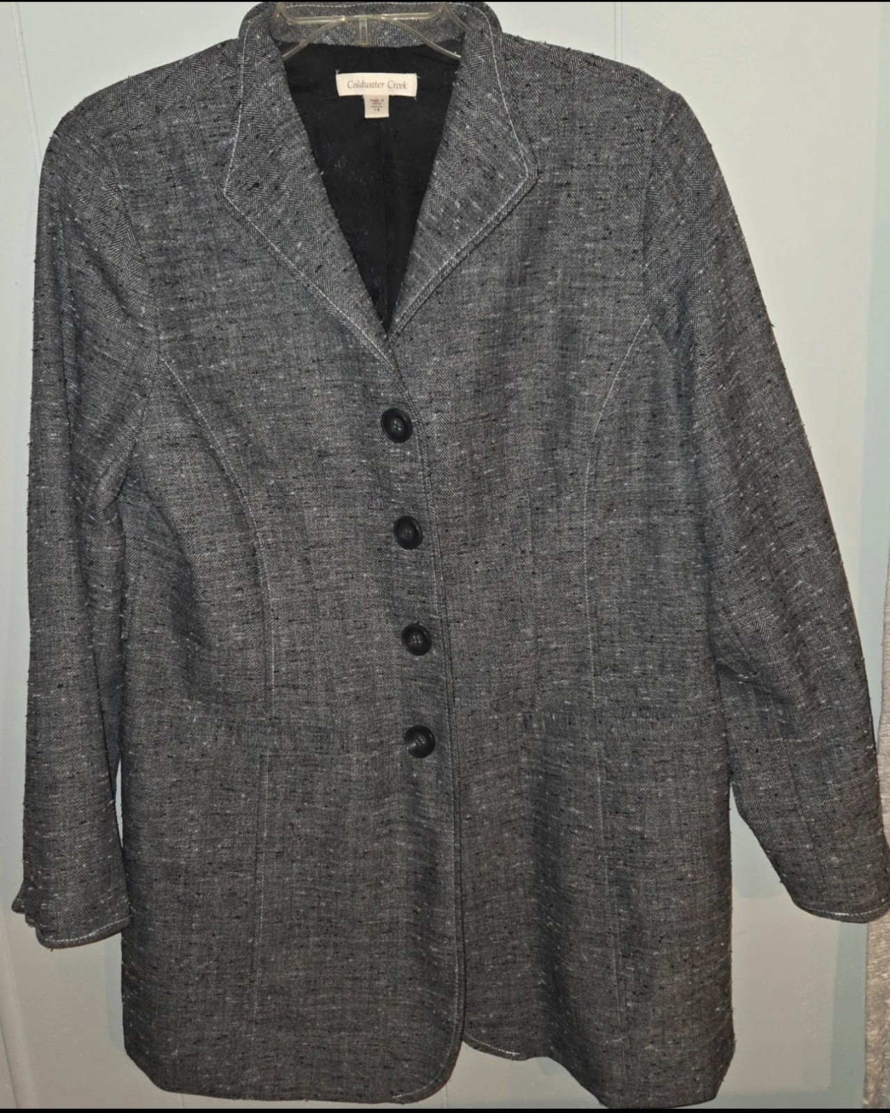 coldwater creek dark gray tweed button Blazer