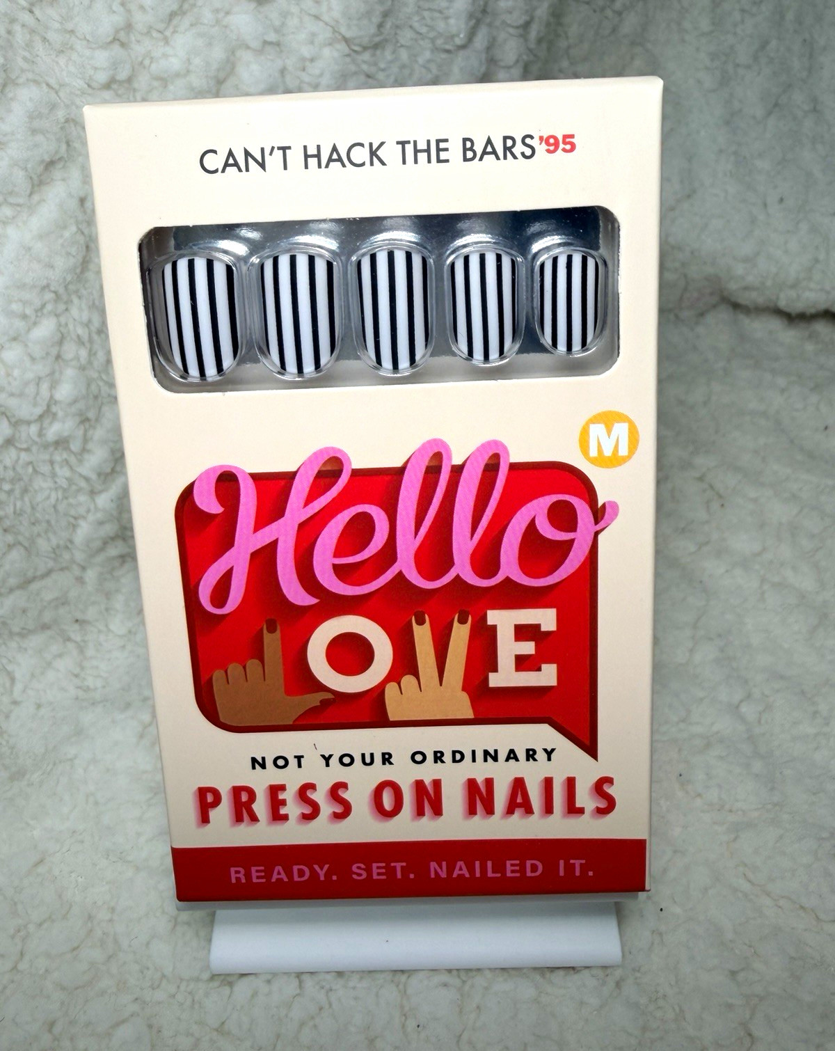 Hello Love Can't Hack The Bars '95 Matte Stripe Press-On Nails