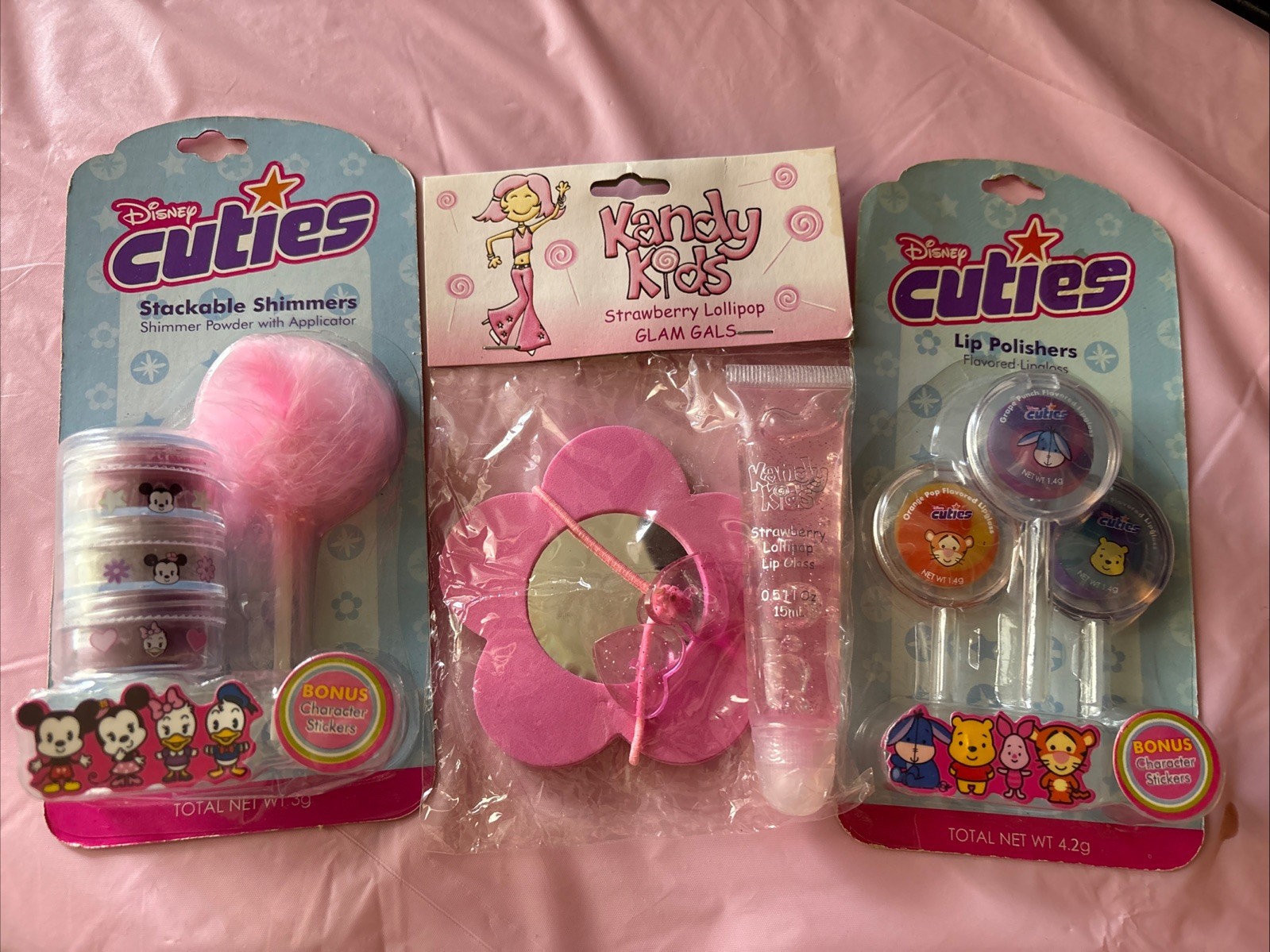 Vintage Y2K Makeup Disney Cuties Kandy Kids Glam Gals Lip Gloss Shimmer Powder