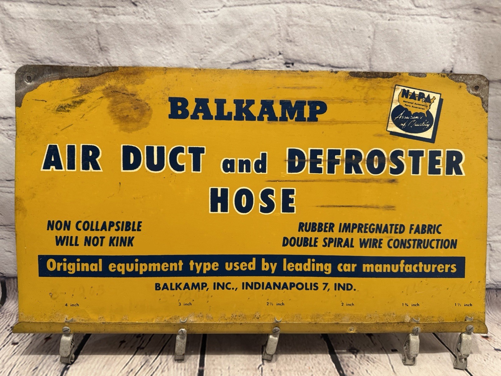 Vintage NAPA Sign Balkamp Sotre Display Air Duct & Defroster Hose Indianapolis Vintage NAPA Sign Balkamp Sotre Display Air Duct & Defroster Hose Indianapolis