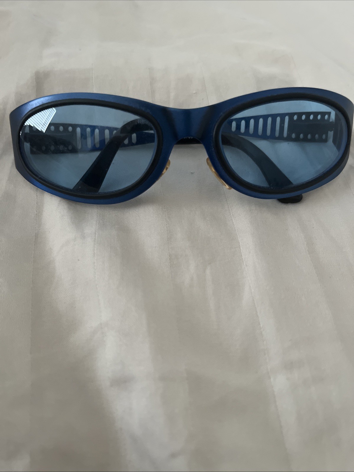 Vintage West Made In Italy 9709 Sunglasses Blue Y2K Wrap Wraparound 90s Cyber Vintage West Made In Italy 9709 Sunglasses Blue Y2K Wrap Wraparound 90s Cyber
