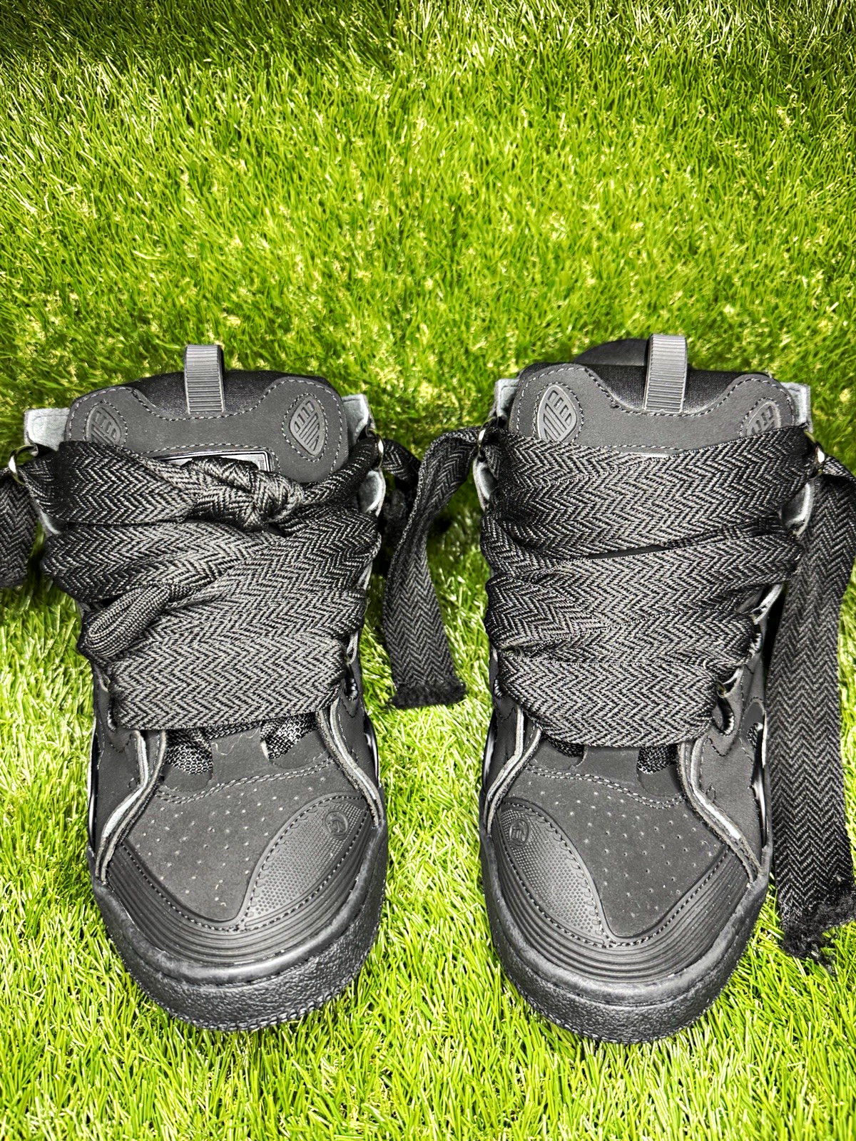 LANVIN Men’s Black High Top Lace-Up Sneakers Solid Casual Athletic LANVIN Men’s Black High Top Lace-Up Sneakers Solid Casual Athletic