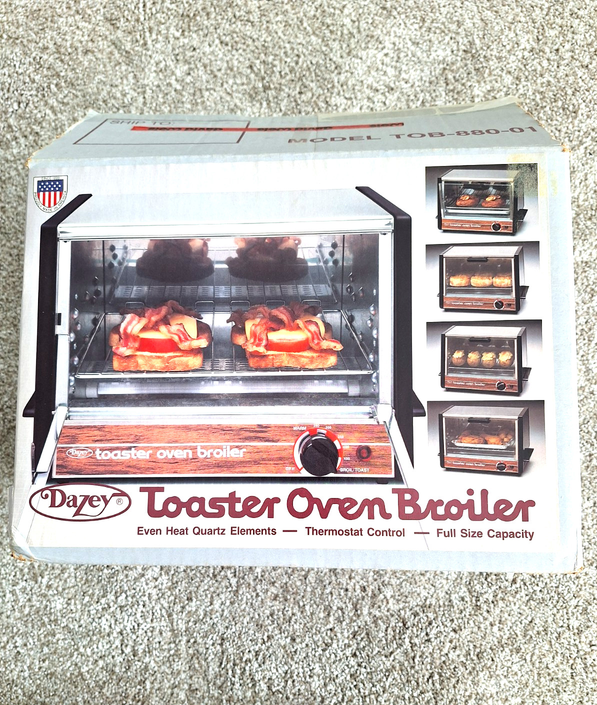 Vintage Dazey Toaster Oven Broiler New in Box Model TOB-880-01 Vintage Dazey Toaster Oven Broiler New in Box Model TOB-880-01