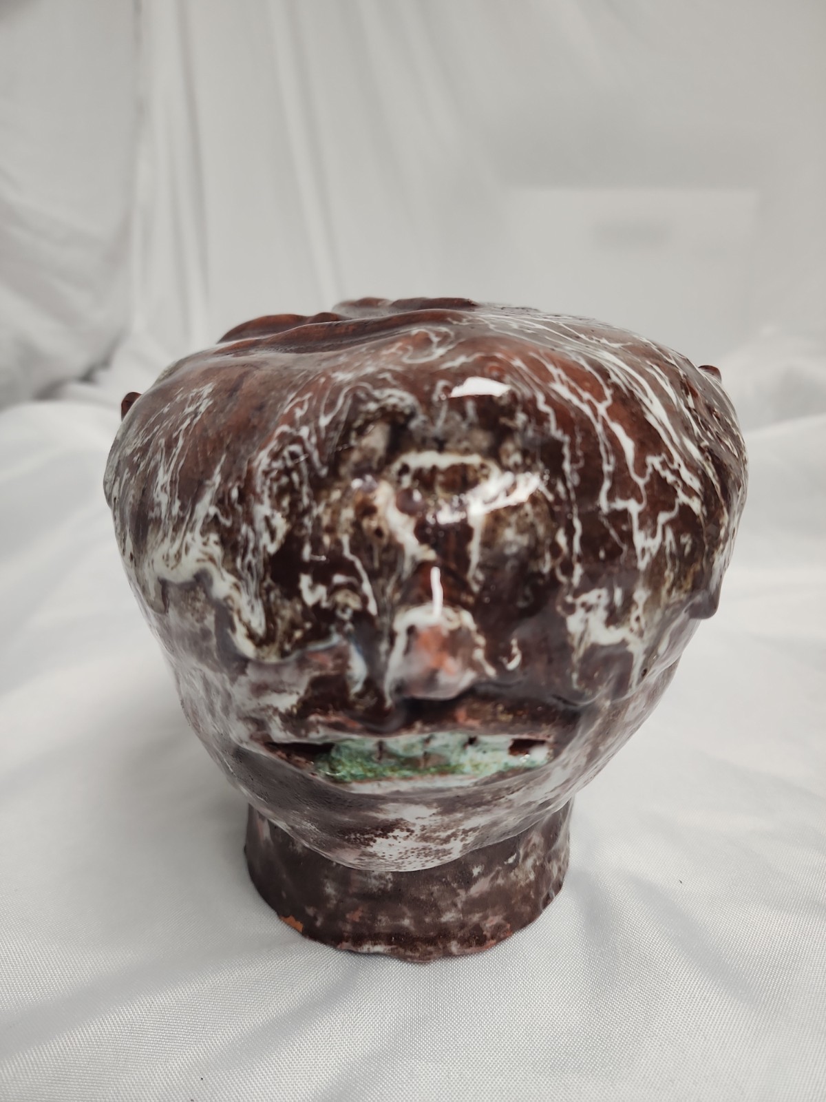 Southern Face Jug Style Head Unusual Signed Unique