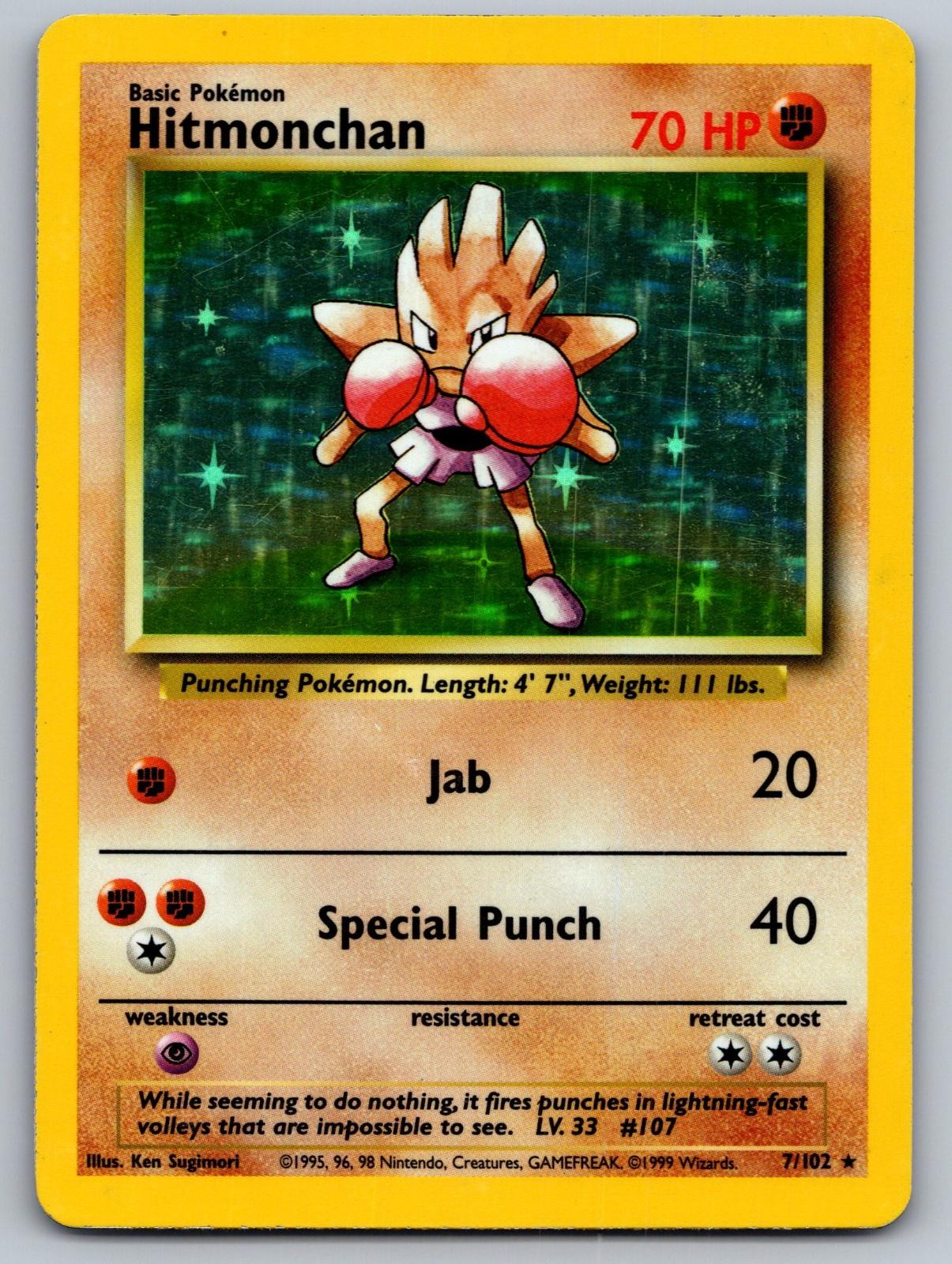 Hitmonchan 7/102 Holo Rare Base Set Unlimited Pokemon Lightly Played Hitmonchan 7/102 Holo Rare Base Set Unlimited Pokemon Lightly Played