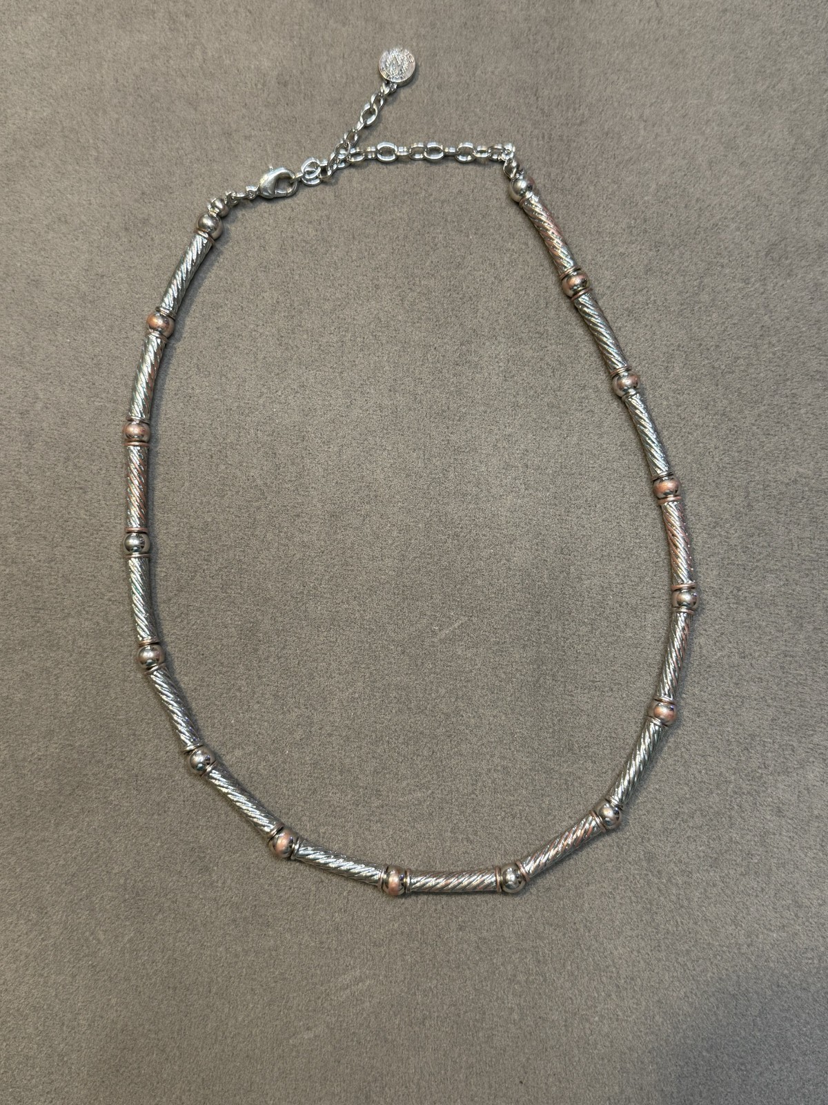Vintage Signed Napier Two Tone Cable Choker Necklace Silver Gold Tone Stations