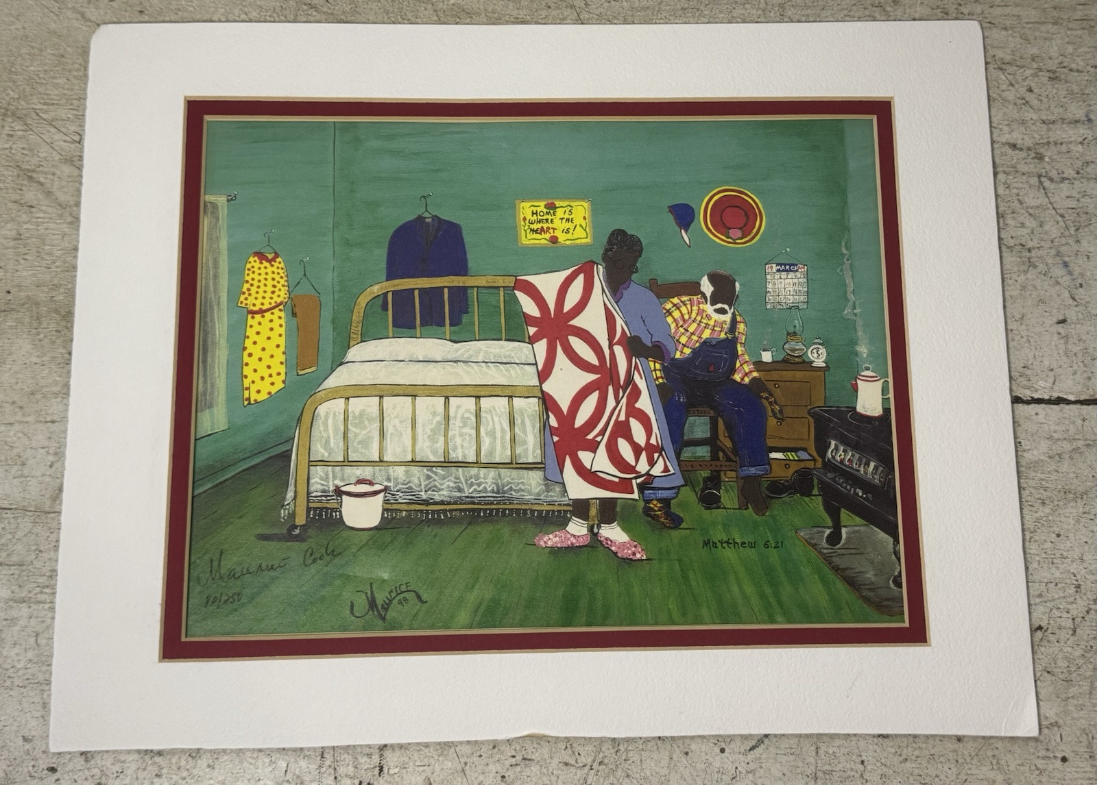 1998 Maurice Cook Litho Print Matthew 6:21 African American LE /250 Signed