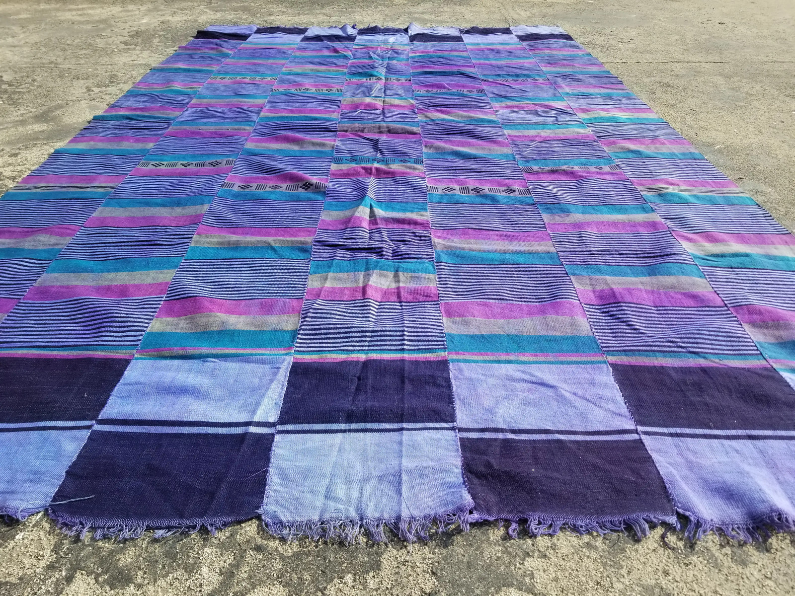Vintage African EWE-Style Striped-Woven Kente Cloth GHANA Textile 6.9x4.2 ft