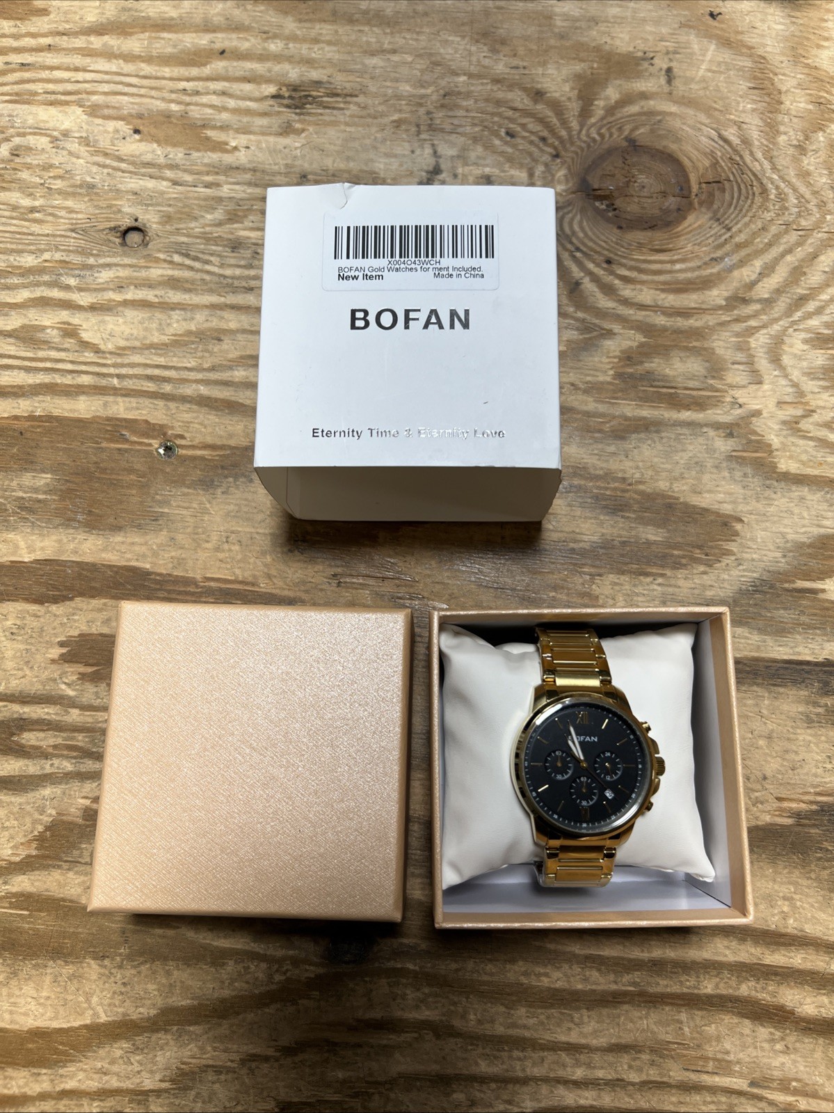 Bofan Men Watch Gold with Stainless Steel Band