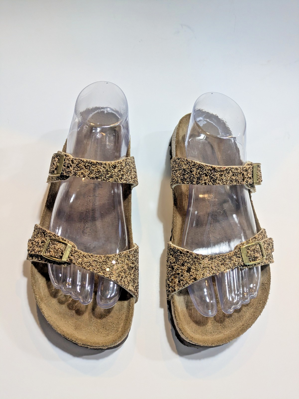 Birkis by Birkenstock Women\'s Size 8 Slide Tahitian Gold Slide Beaded Sparkle Birkis by Birkenstock Women\'s Size 8 Slide Tahitian Gold Slide Beaded Sparkle