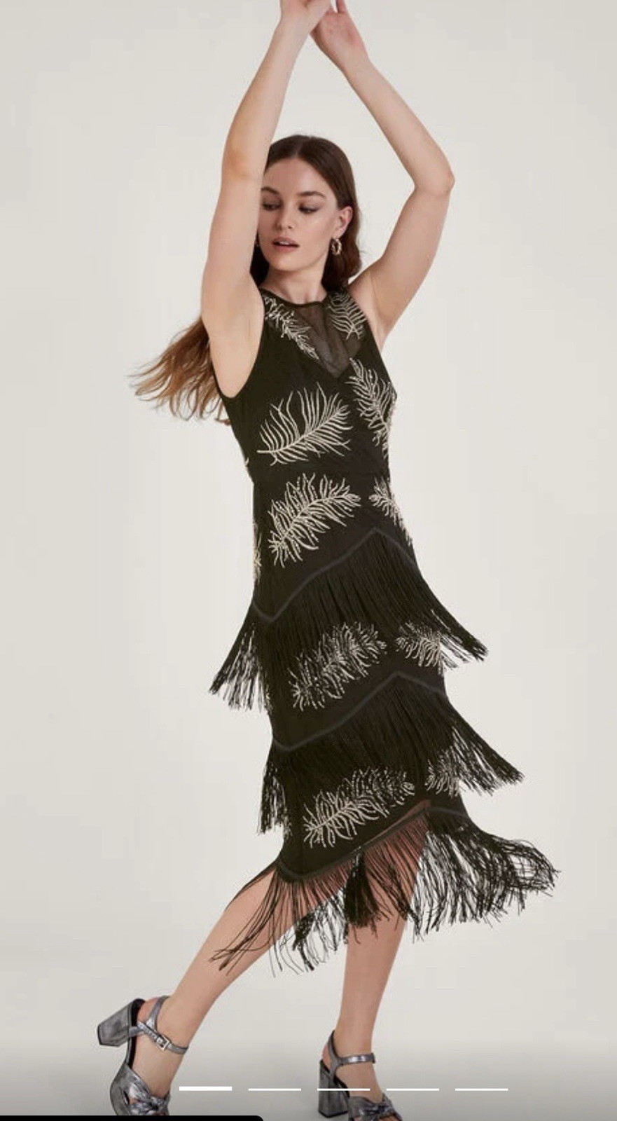 Monsoon Black Dress UK 14 Fari Embellished Fringe Maxi BNWT 1920s Flapper £175 Monsoon Black Dress UK 14 Fari Embellished Fringe Maxi BNWT 1920s Flapper £175