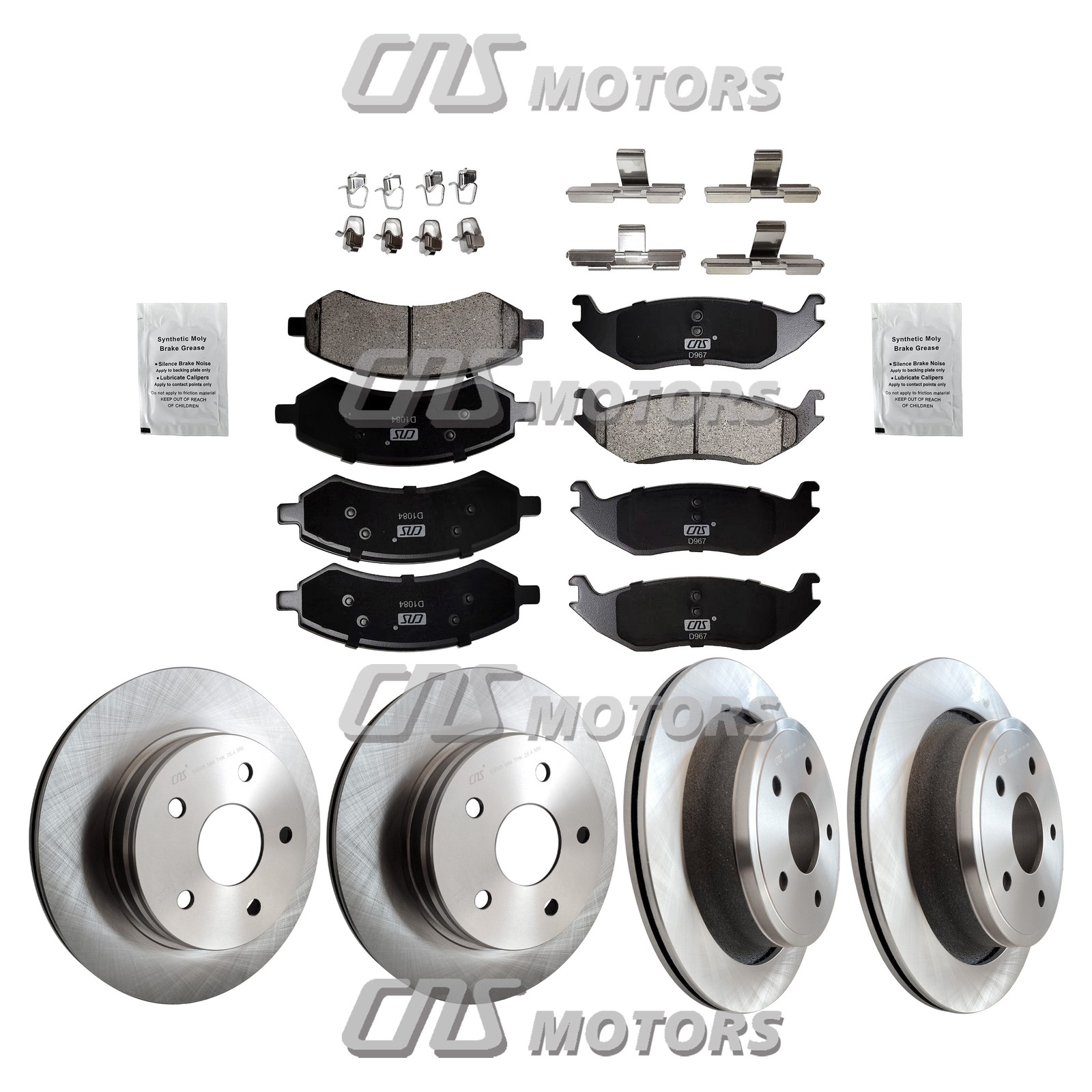 Discos de freno delanteros y traseros y pastillas para Ram 1500 Classic 2019-23