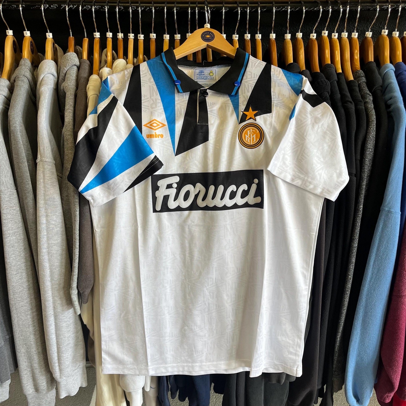 Deadstock Vintage 1992 Umbro Inter Milan Soccer Away Jersey Sz Lg 80s 90s