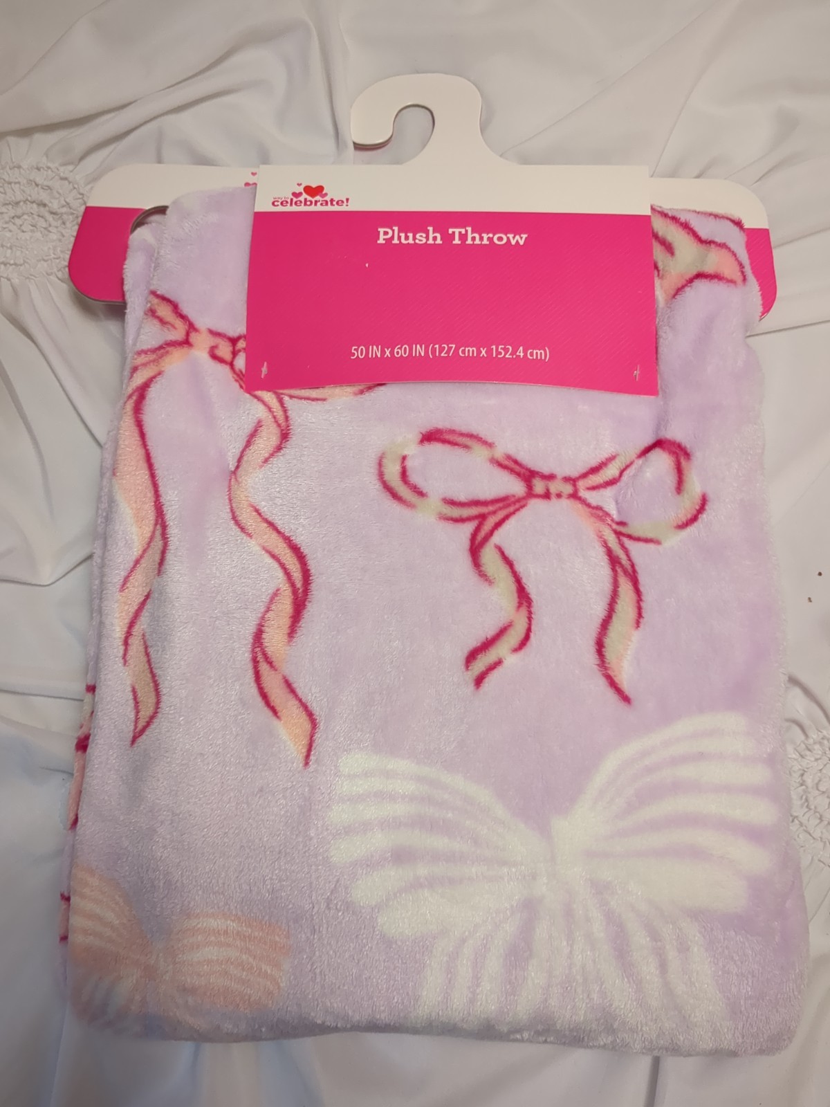 Viral Walmart Way To Celebrate Lavender Purple Pink Bow Ribbon Plush Blanket