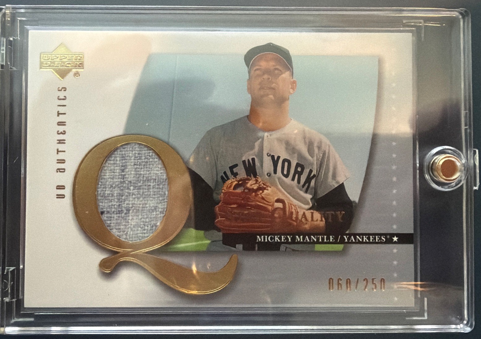 2003 Upper Deck UD Authentics Star Quality Mickey Mantle Game Used Patch /250 2003 Upper Deck UD Authentics Star Quality Mickey Mantle Game Used Patch /250
