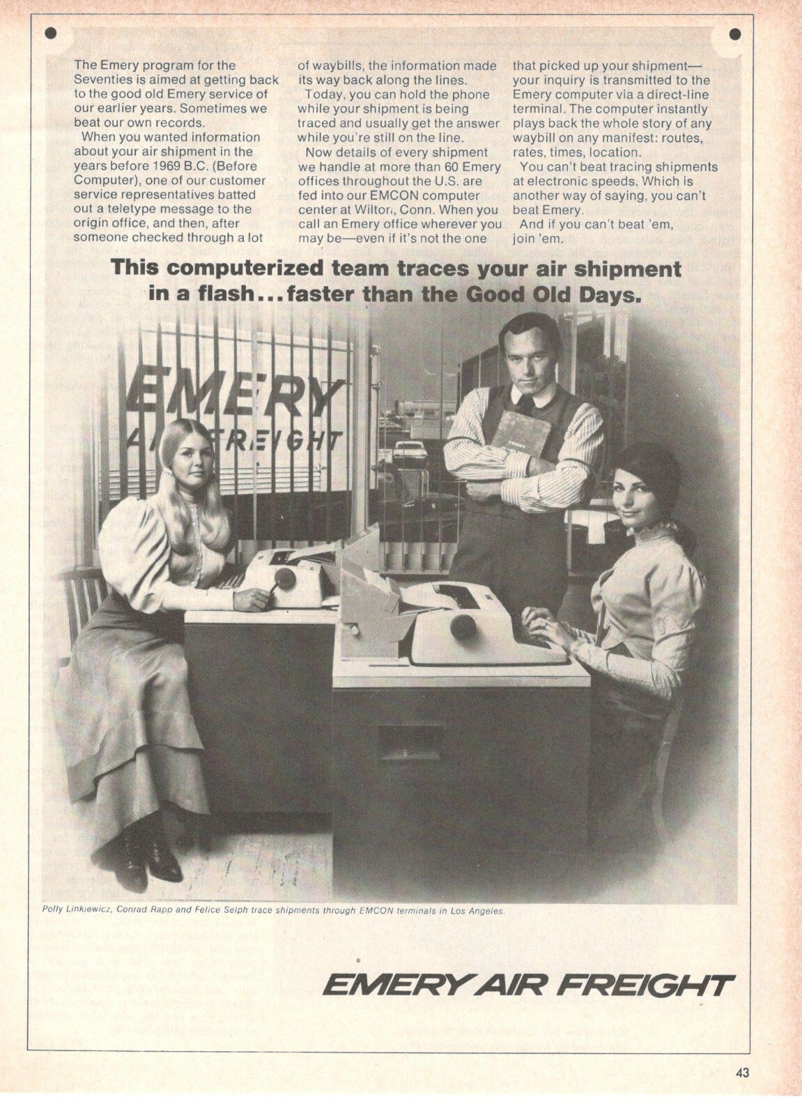 Emery Air Freight Worldwide Advertisement 1 Page 1970 Conrad Rapp