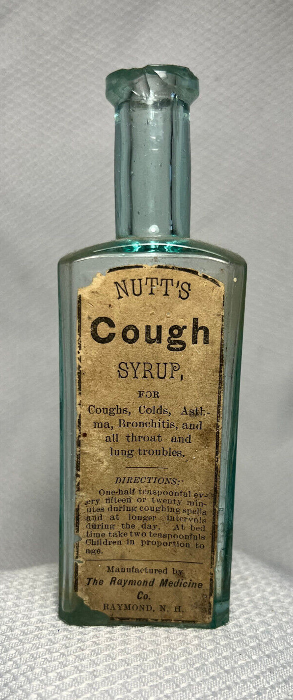 Antique Nutt's Cough Syrup Bottle Raymond Medicines NH