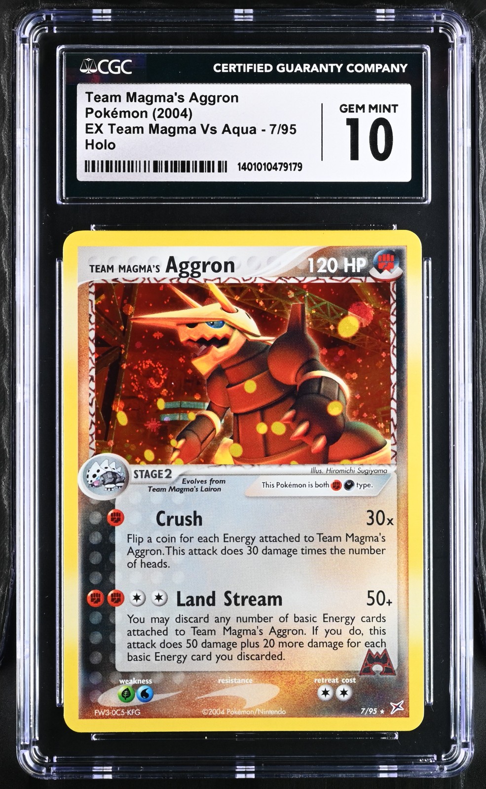 🌌SWIRL🌀 Team Magma\'s Aggron 7/95 Holo Team Magma Aqua CGC 10 Gem Mint LOW POP