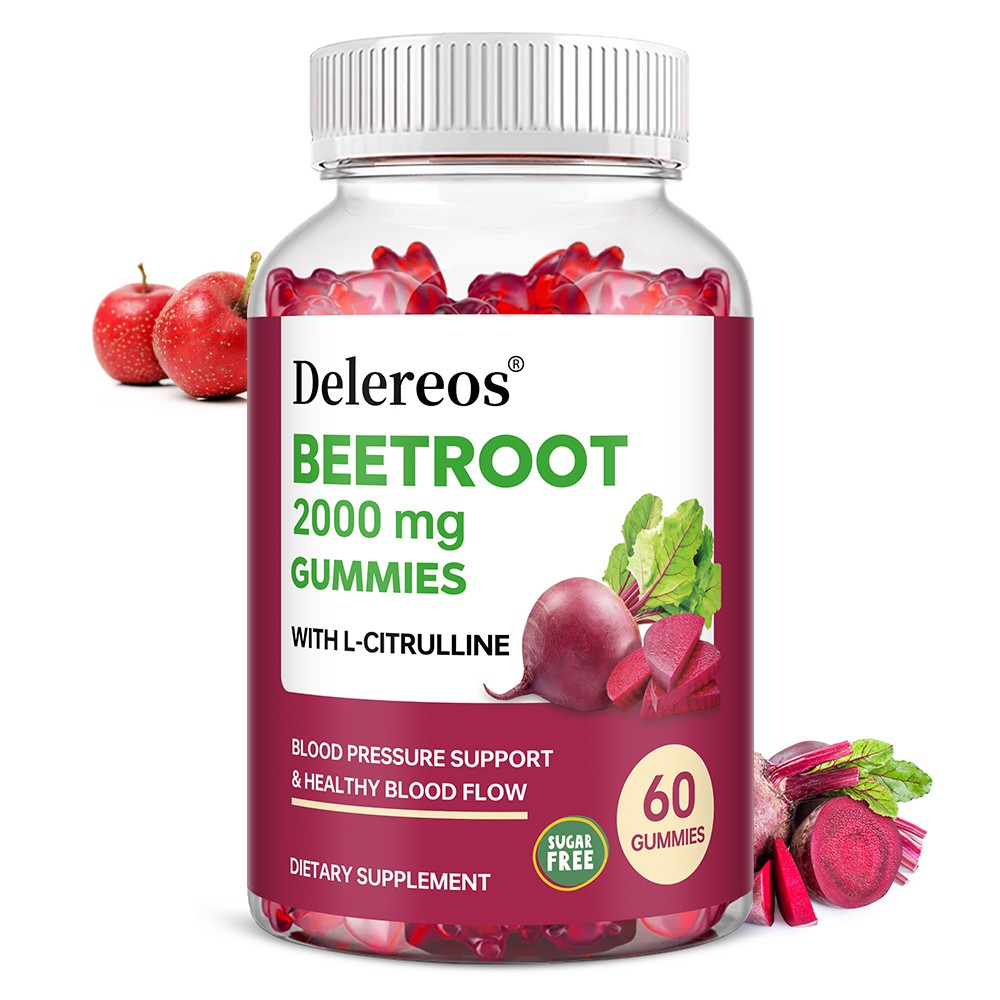Beet Root 2000 Mg Dietary Supplement, 60 Gummies Per Bottle, Vegan, Gluten-Free