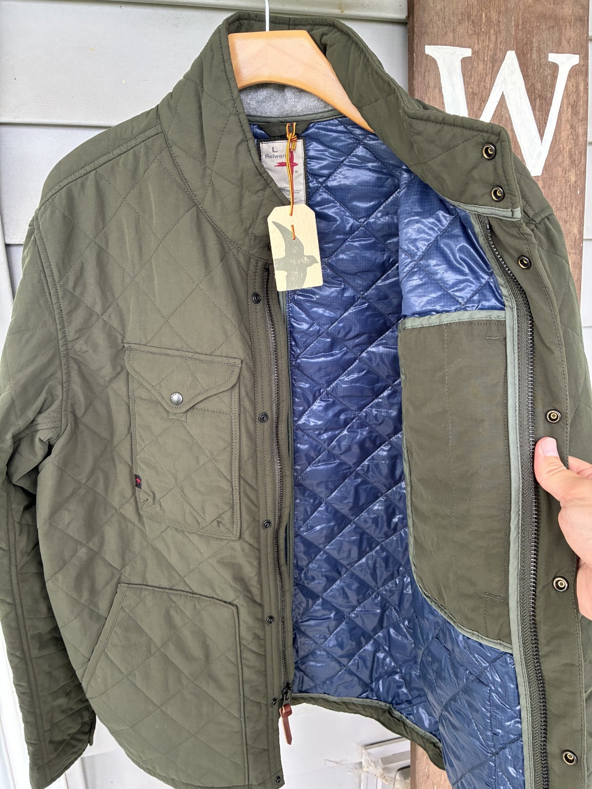 Relwen Jacket Men Large Quilted Insulated Tanker Olive Green Huckberry New NWT Relwen Jacket Men Large Quilted Insulated Tanker Olive Green Huckberry New NWT