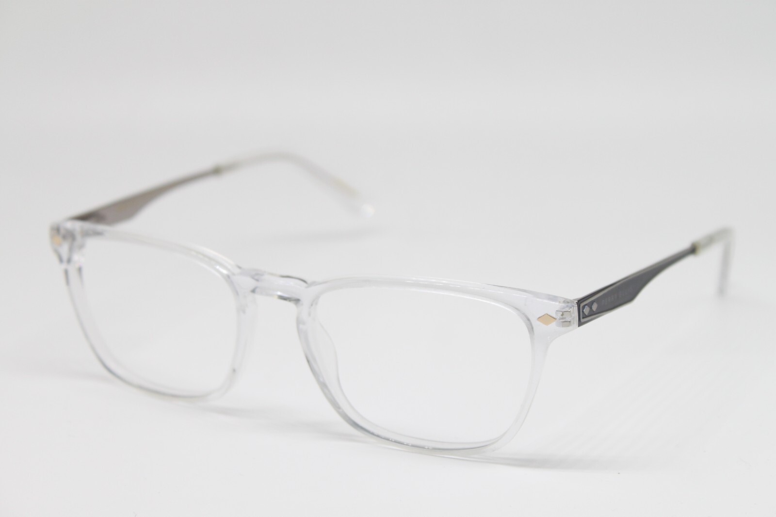 NEW PERRY ELLIS PE 383-3 CLEAR CRYSTAL BLACK SQUARE AUTHENTIC EYEGLASSES 54-19 NEW PERRY ELLIS PE 383-3 CLEAR CRYSTAL BLACK SQUARE AUTHENTIC EYEGLASSES 54-19