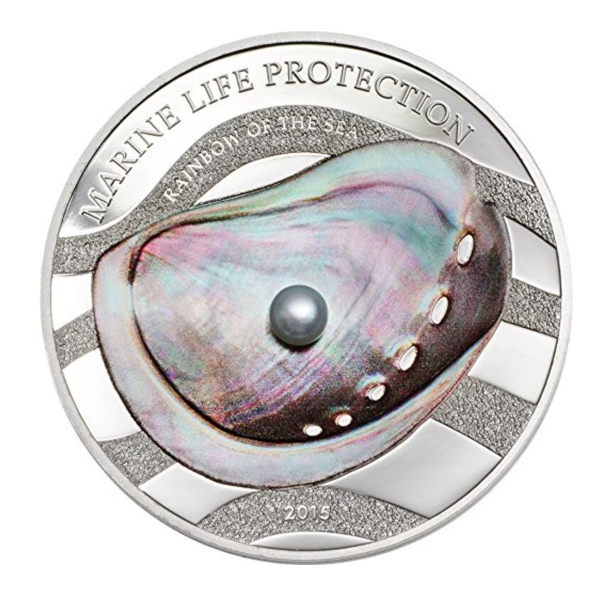 2015 Palau Marine Life Protection Rainbow of the Sea 1 oz Silver Coin