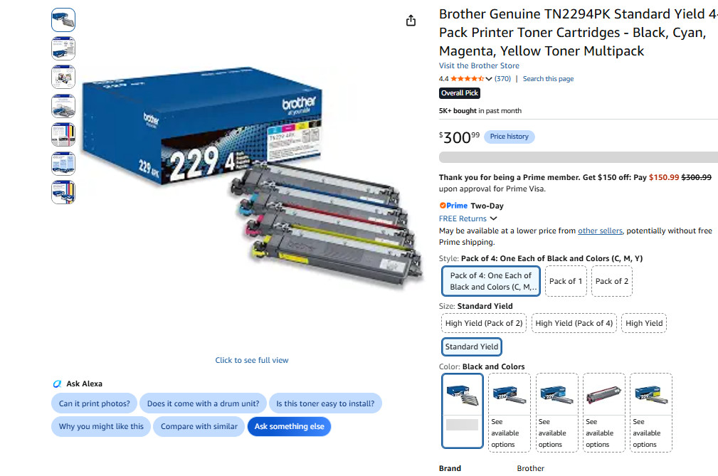 Genuine Brother TN229 4PK CMYK Toner Cartridge Set New Sealed