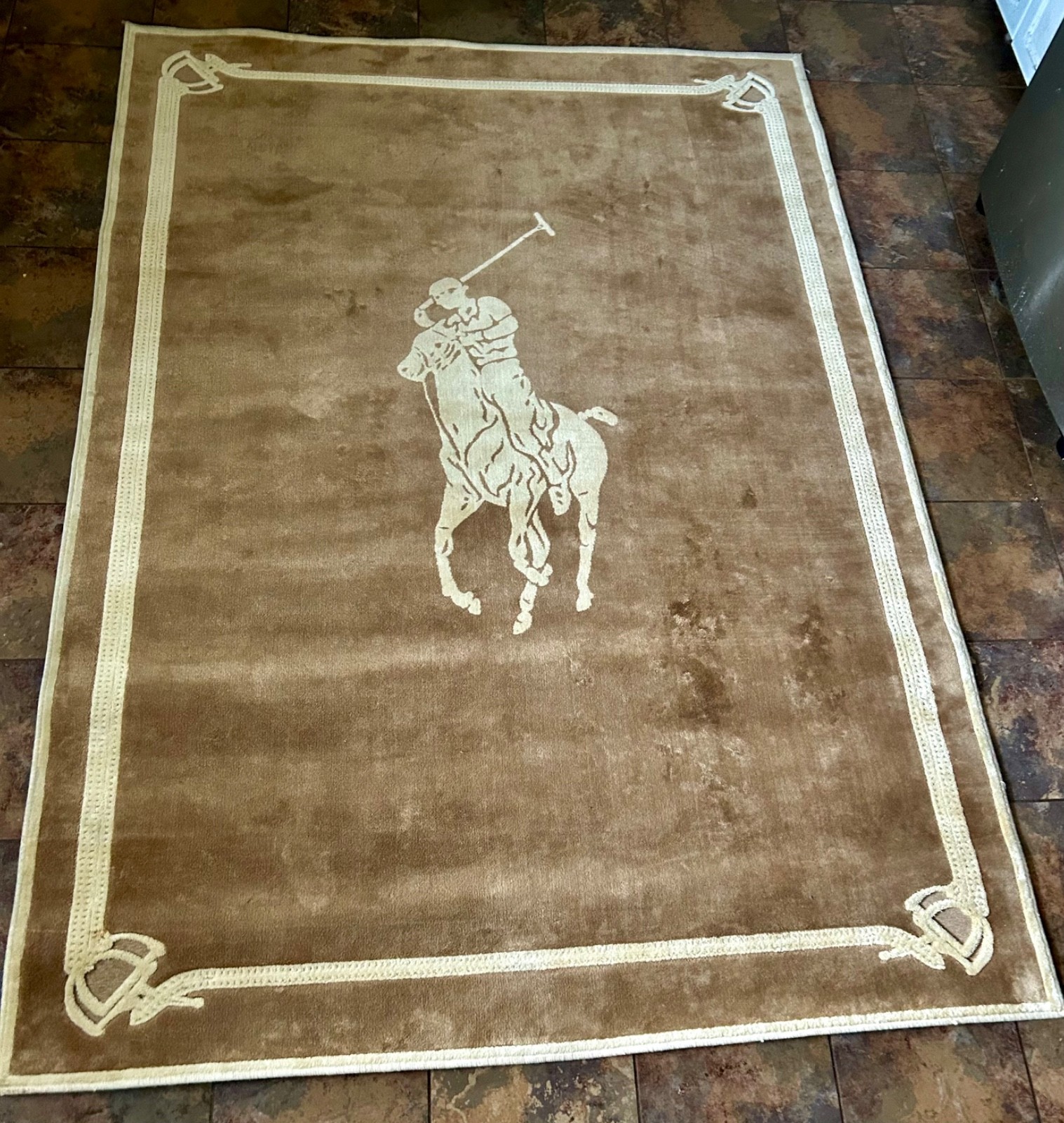 Ralph Lauren Home Large rug vtg hand knotted made in Belgium Polo Equestrian