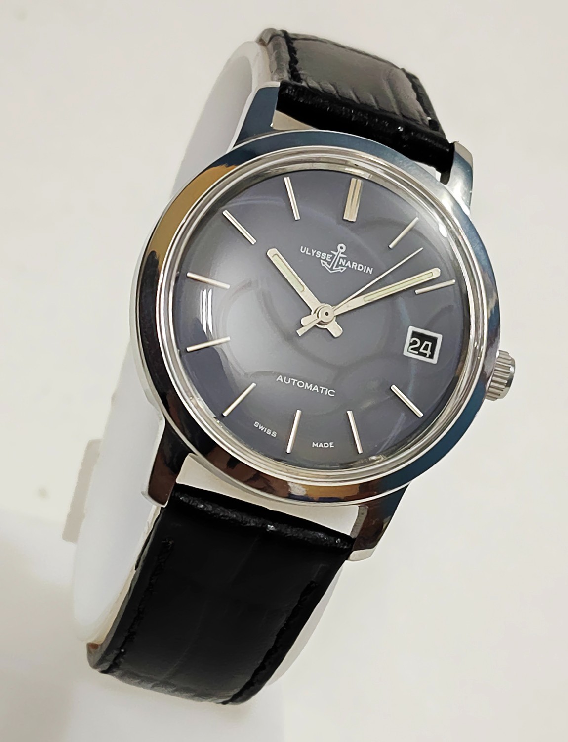 Vintage Swiss Made Ulysse Nardin Automatic 17-Jewels SS Date Men\'s Wristwatch