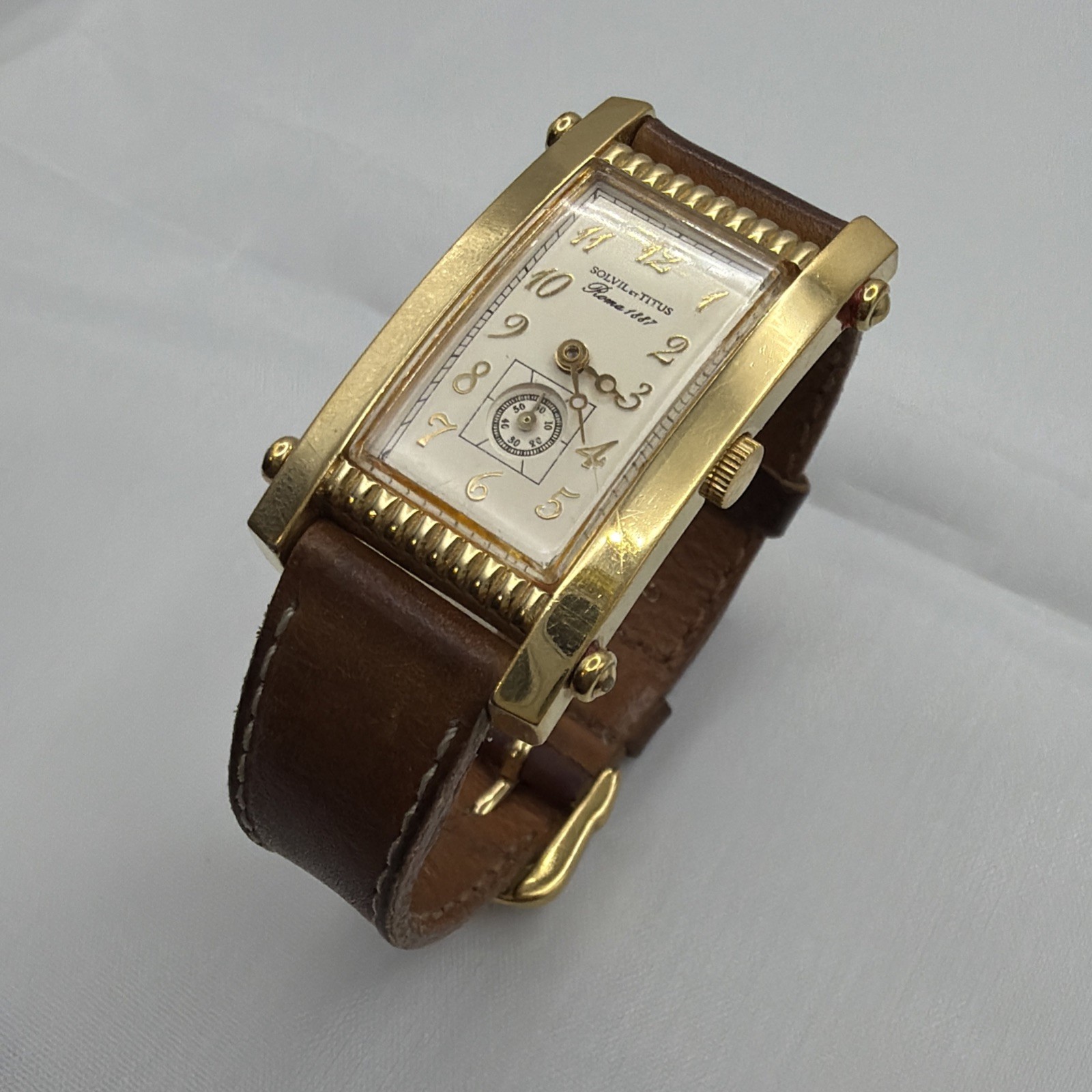 Vintage Solvil et Titus Roma 1887 Tank Watch 06-0113-003 Works ORIGINAL STRAP