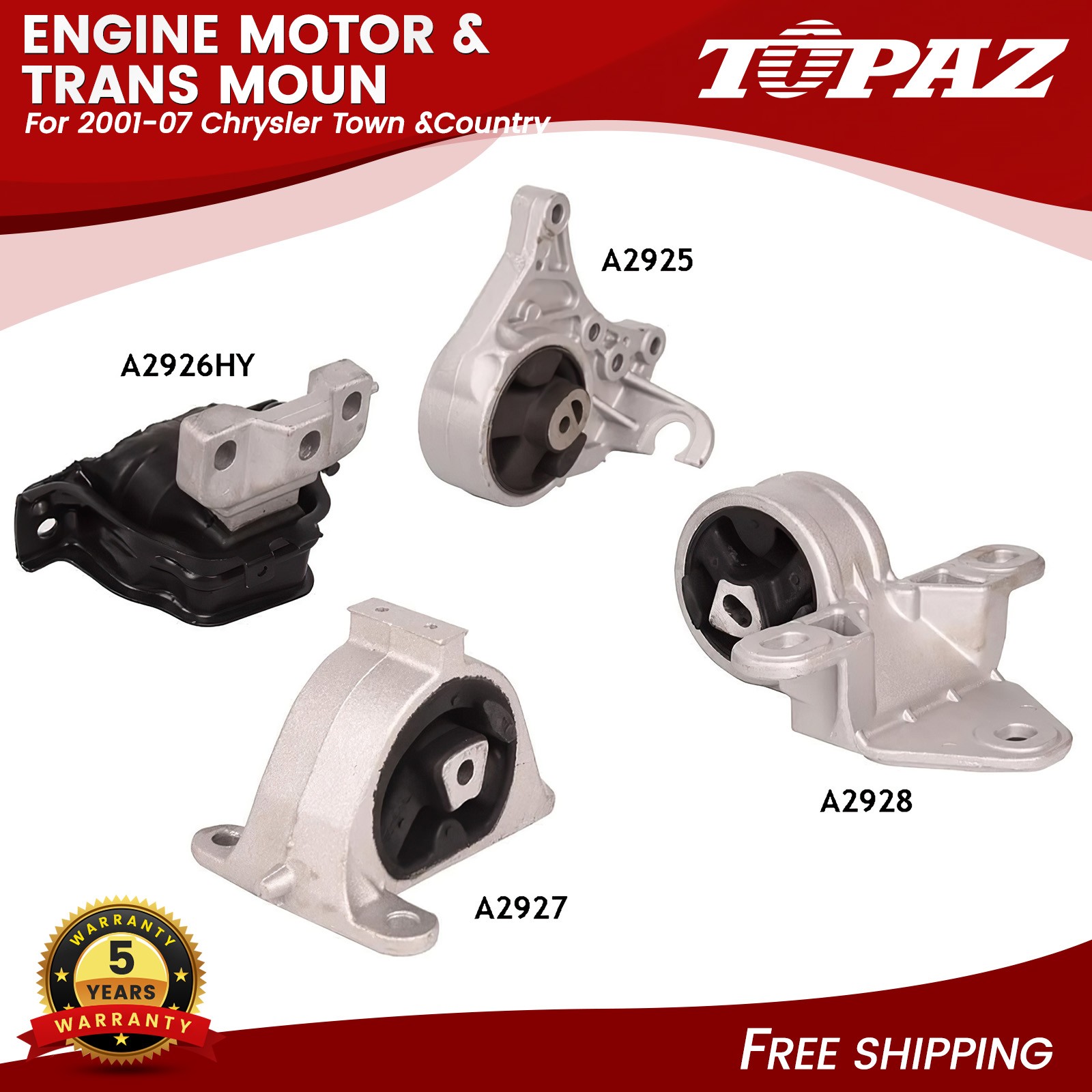 4Pcs Engine Motor &Trans Mount Fits Chrysler Town &Country 3.3L 3.8L FWD 2001-07