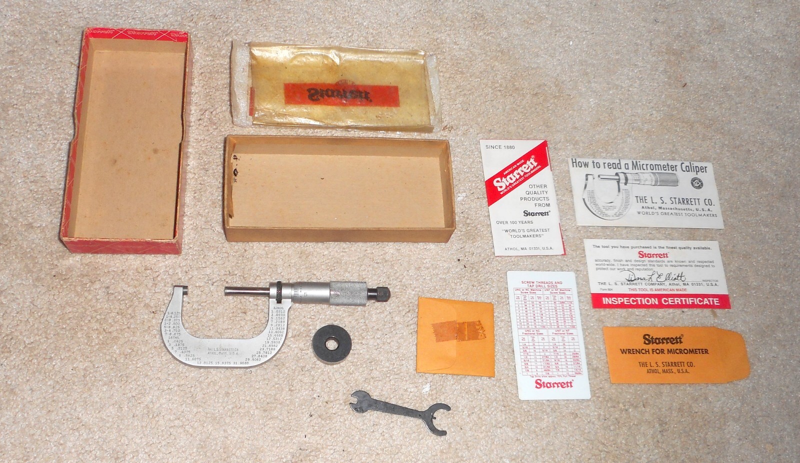 Vintage LS Starrett Model T2XRL Outside Micrometer w/ Box Accessories Vintage LS Starrett Model T2XRL Outside Micrometer w/ Box Accessories