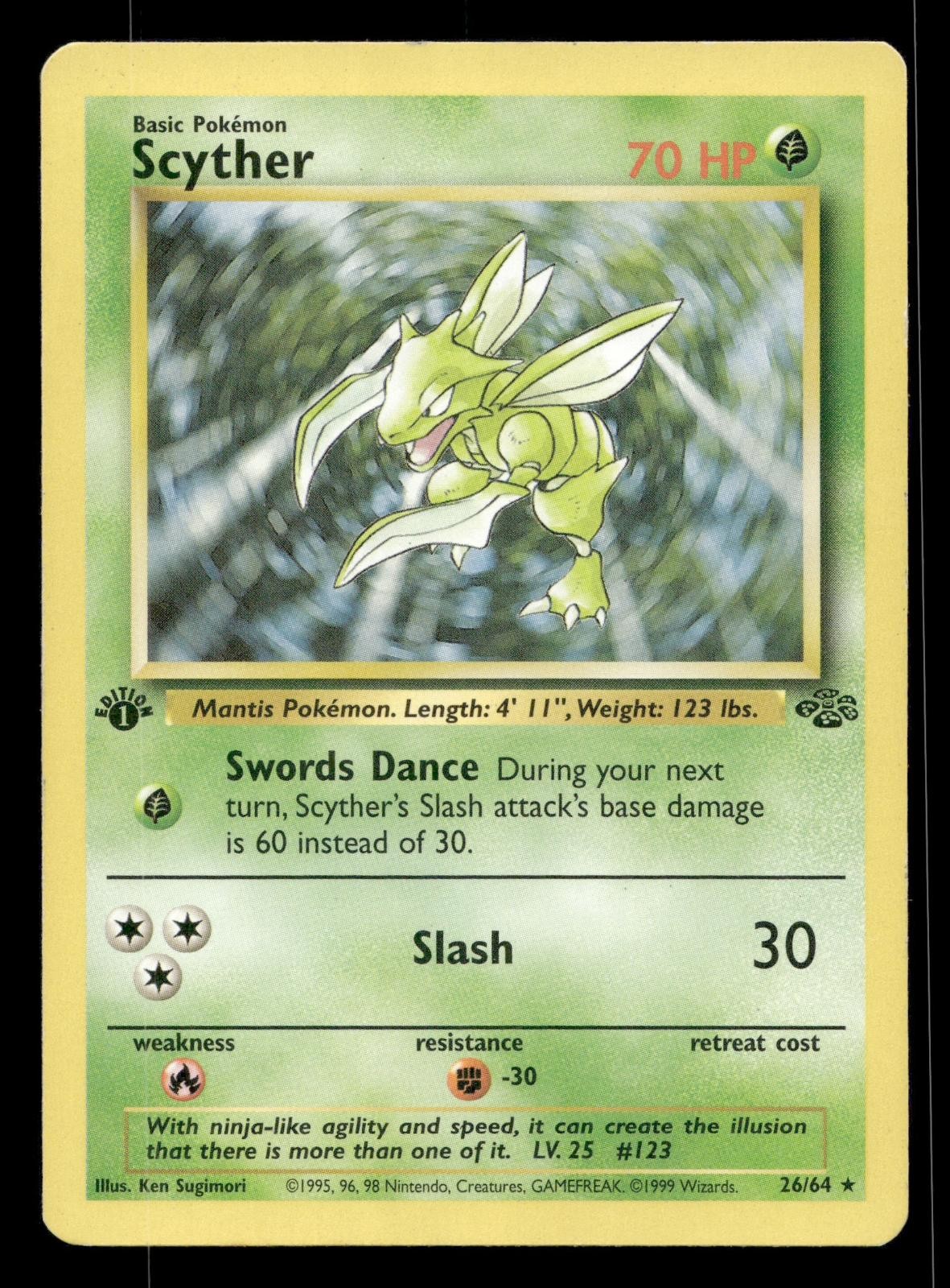 Scyther 26/64 Jungle Pokemon 1st Edition NM