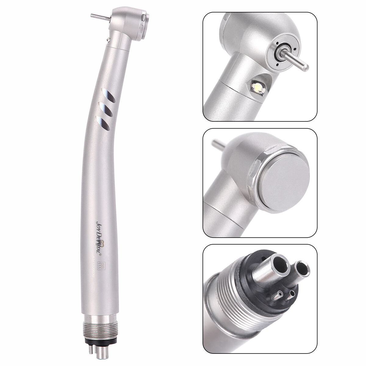 Pieza de Mano Turbina Dental Alta Velocidad Autogenerador LED Fibra Óptica 4Hole