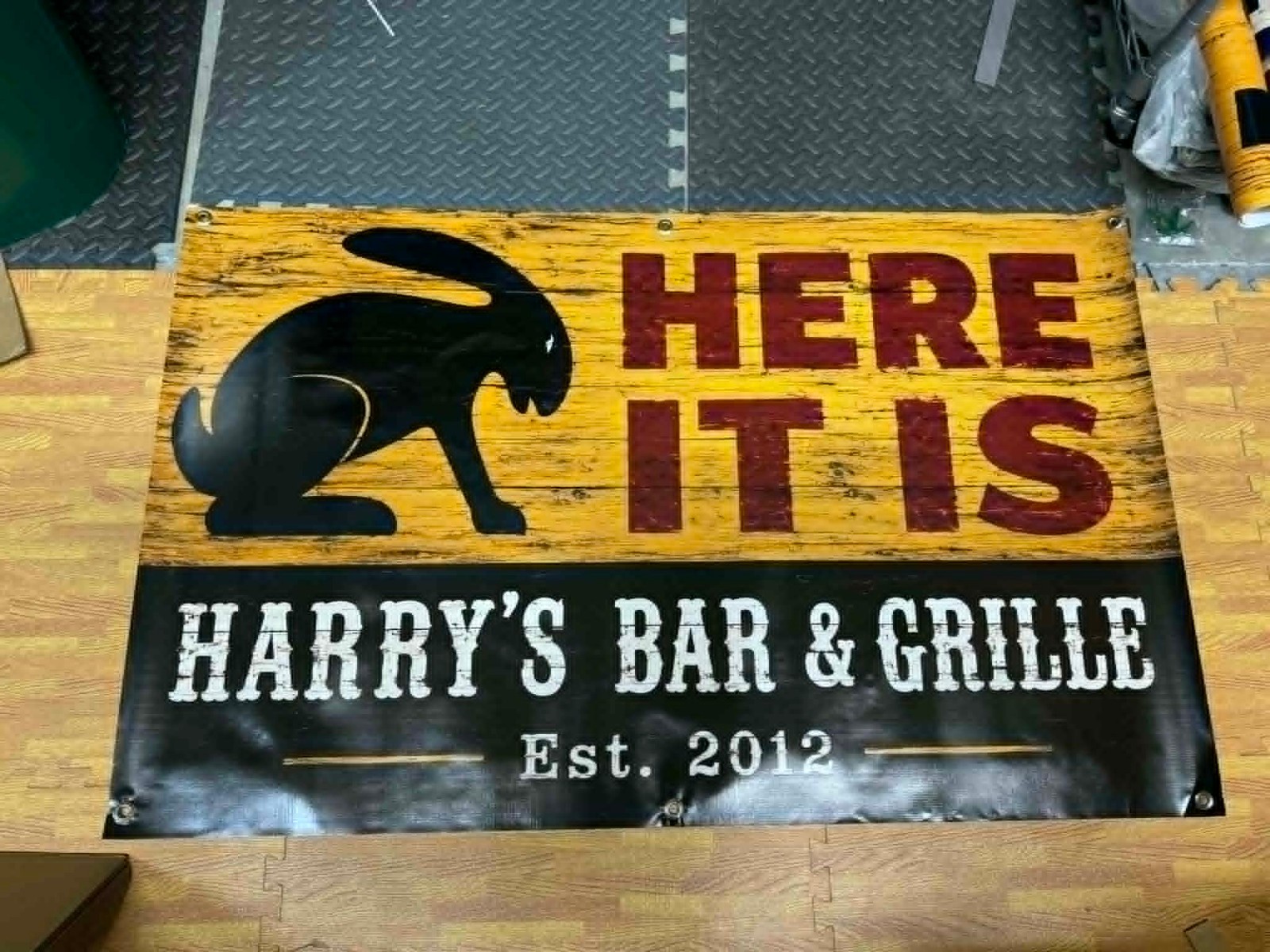 4ft personalize HERE IT IS Jack Rabbit Route 66 SIGN BANNER ART bar tavern shop