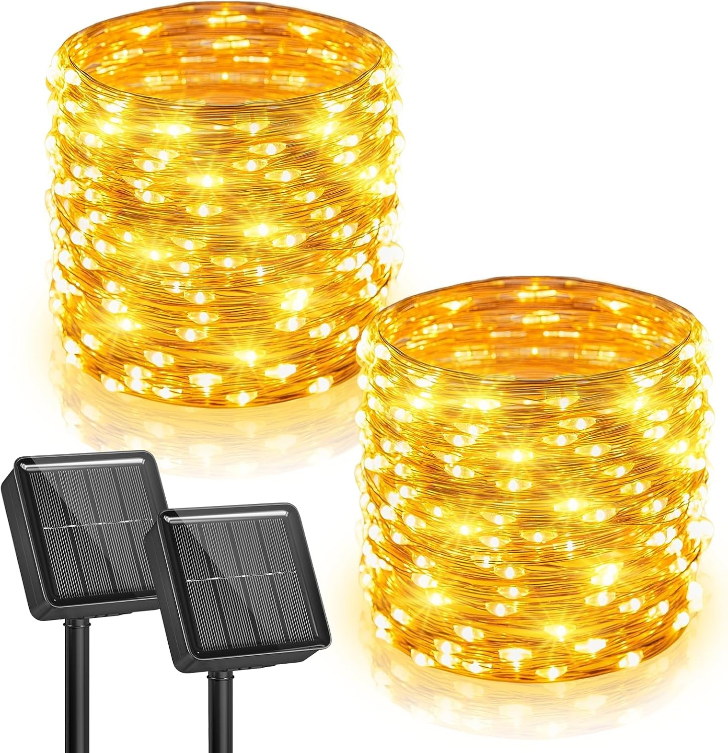 Minetom Solar Fairy Lights, 2 Pack Total 66 FT 200 LED Solar String Lights