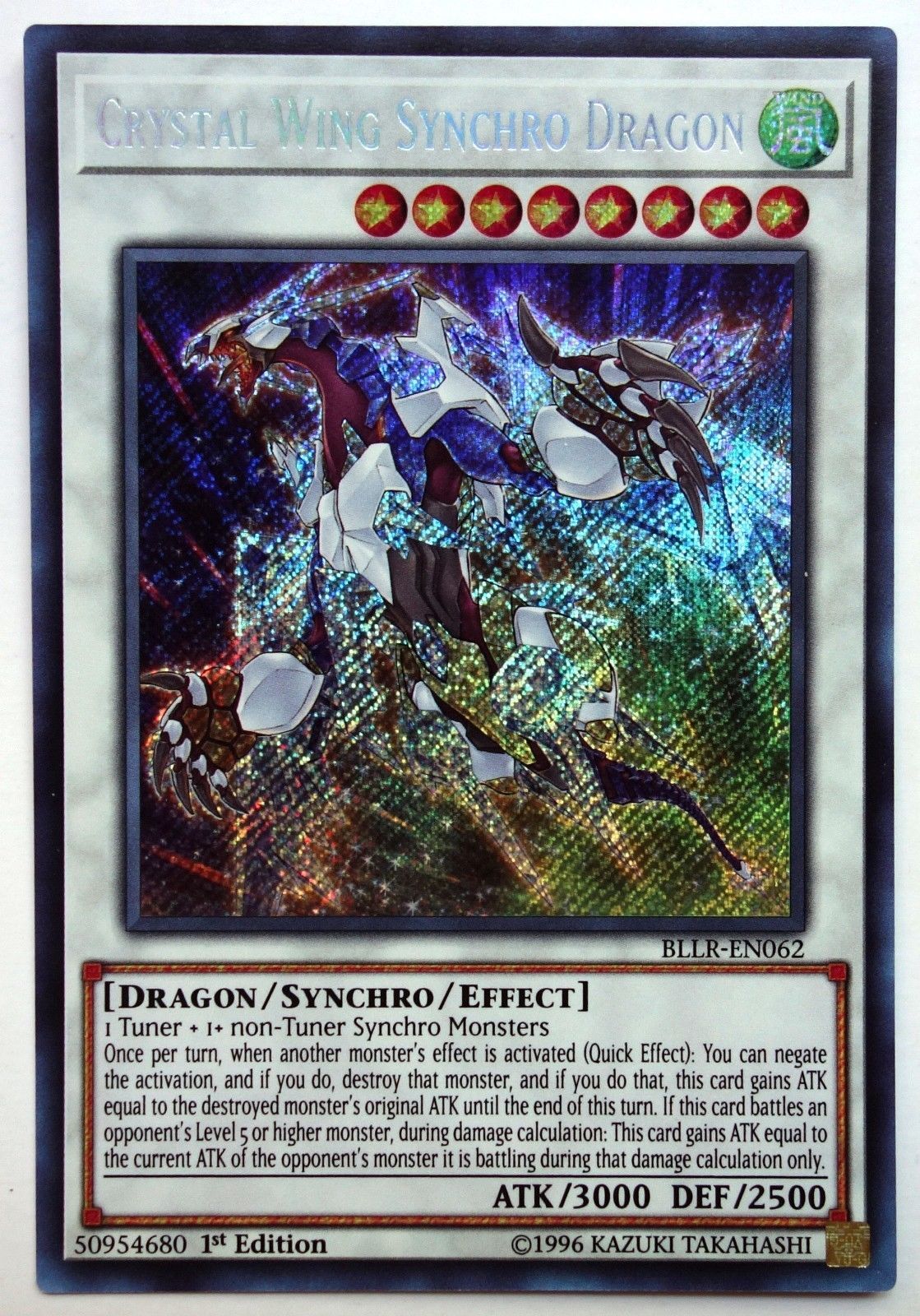 *** CRYSTAL WING SYNCHRO DRAGON ***  SECRET RARE BLLR-EN062 YUGIOH 
