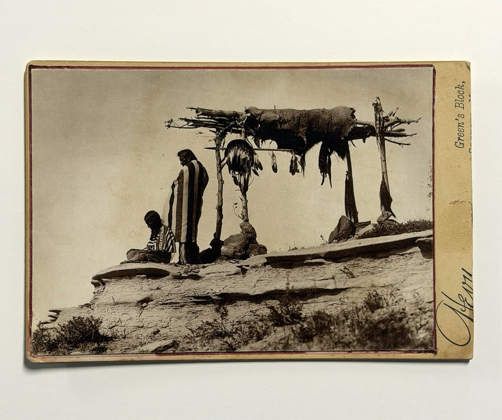 Native American Cabinet Photograph Titled: Tribute to The Dead; Blackfoot; 1915