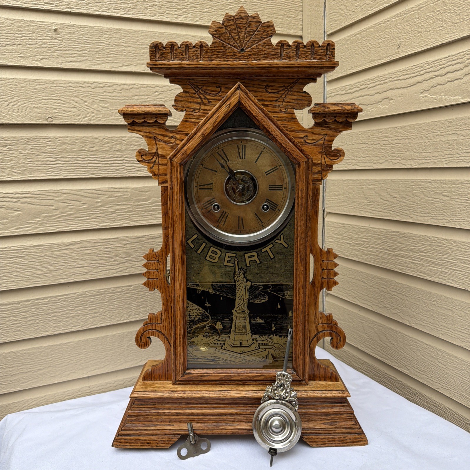 Antique Ansonia Gingerbread   Mantel Clock From 1878 Runs