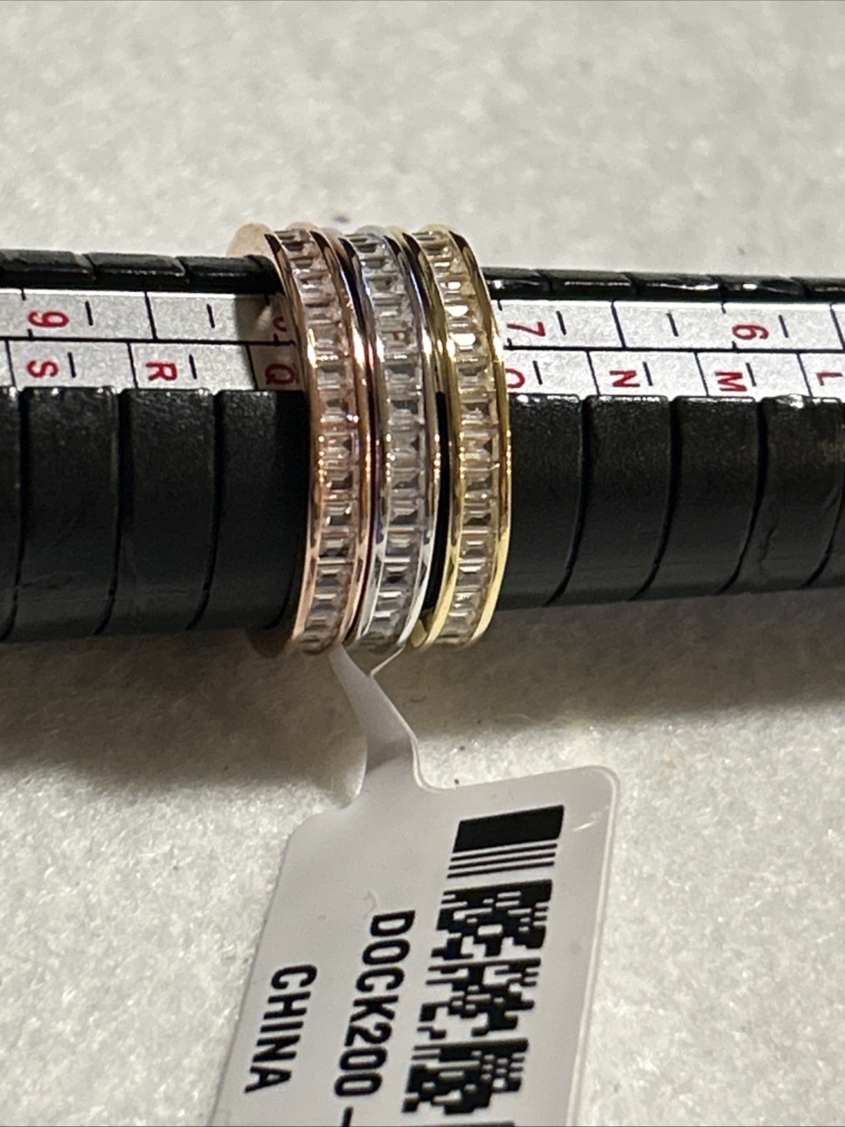 JTV BELLA LUCE 6.5CTW BAGUETTE 18K ROSE/YEL GOLD OVER 925 SET OF 3 BANDS Sz8