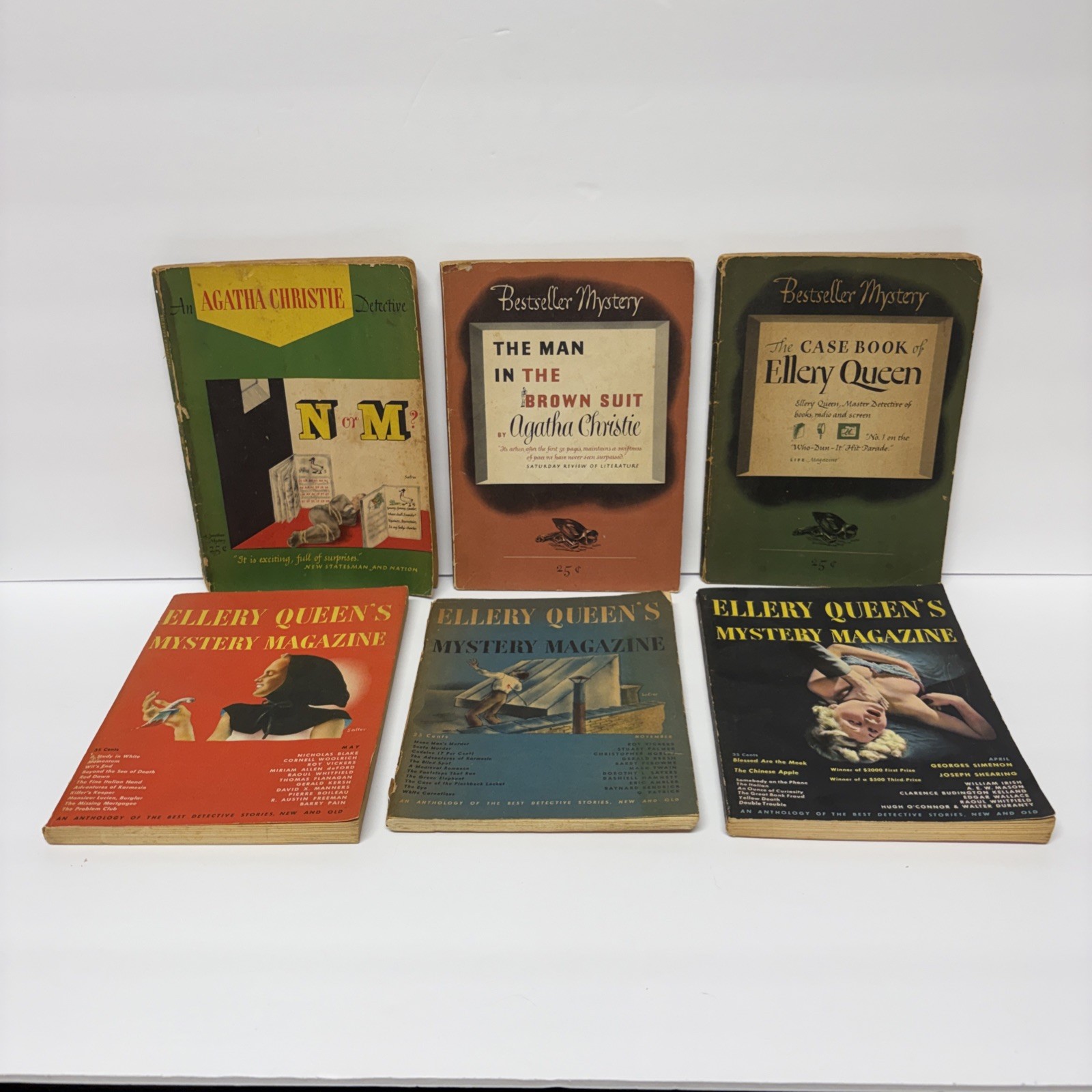 VTG 40s Ellery Queen Magazine Agatha Christie Paperback Murder Mystery detective VTG 40s Ellery Queen Magazine Agatha Christie Paperback Murder Mystery detective