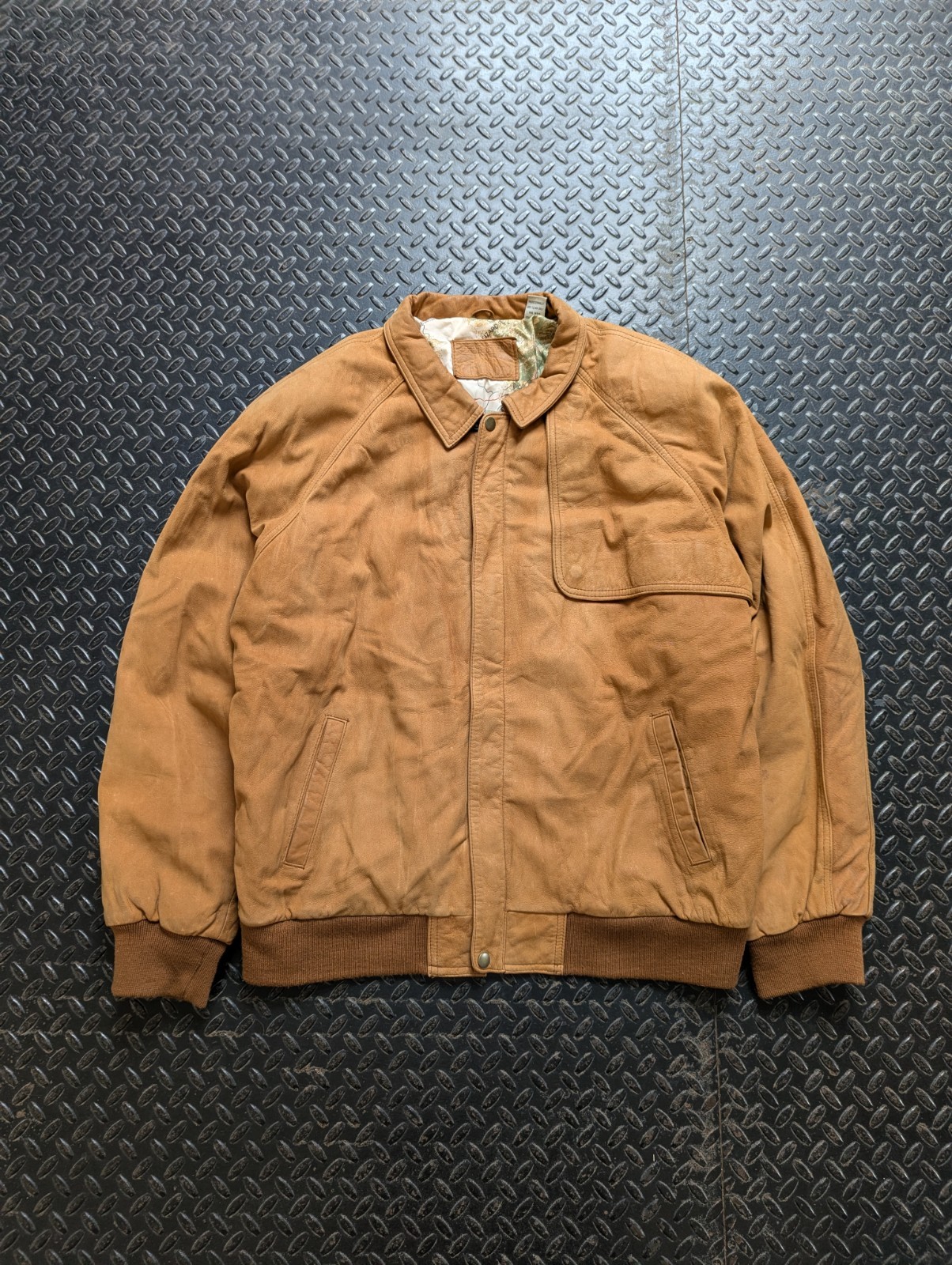 Men\'s XL Marlboro VTG 90s Adventure Team Leather Bomber Jacket Map Lining 