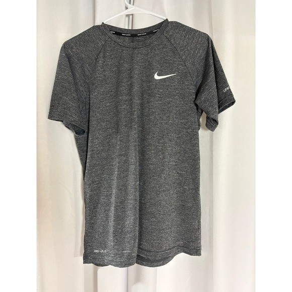 Nike Swim Mens Dri-FIT UPF 40+ Rash Guard Heathered Grey Shirt S MC0027