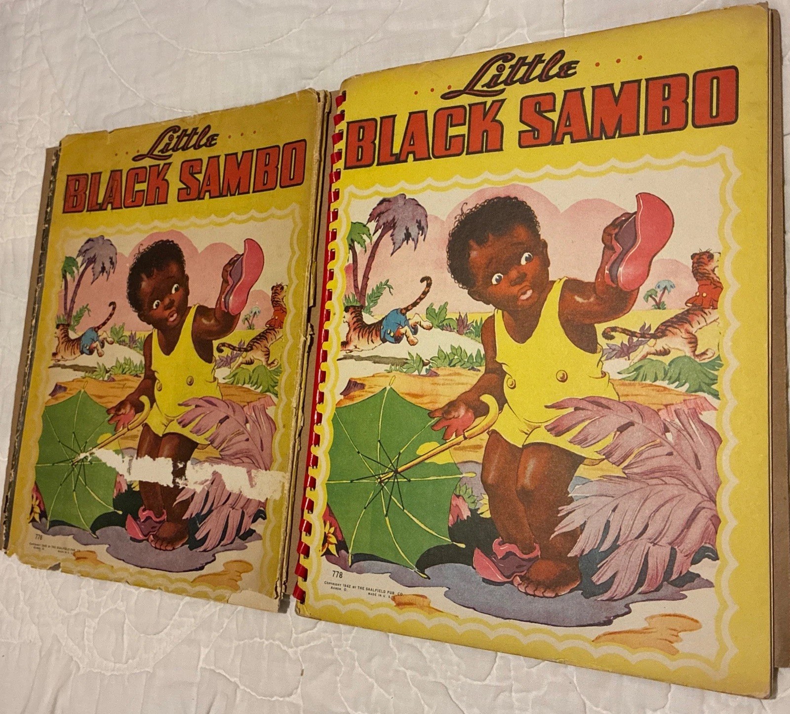 Vintage Little Black Sambo book rare 1942 ed Saalfield Pub Co Bannerman with DJ
