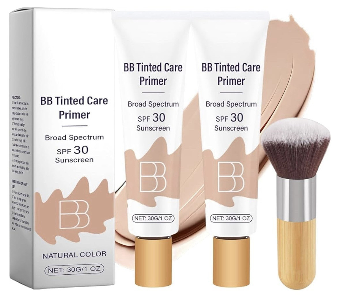 BB Tinted Moisturizer SPF 30, BB Tinted Care Primer (Natural*2 with Brush)