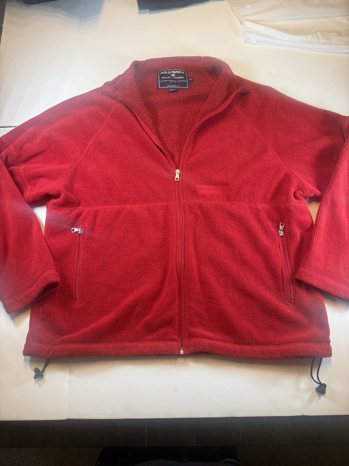 VTG 90s Polo Sport Ralph Lauren Full Zip Fleece Men Red Made In USA  2XL